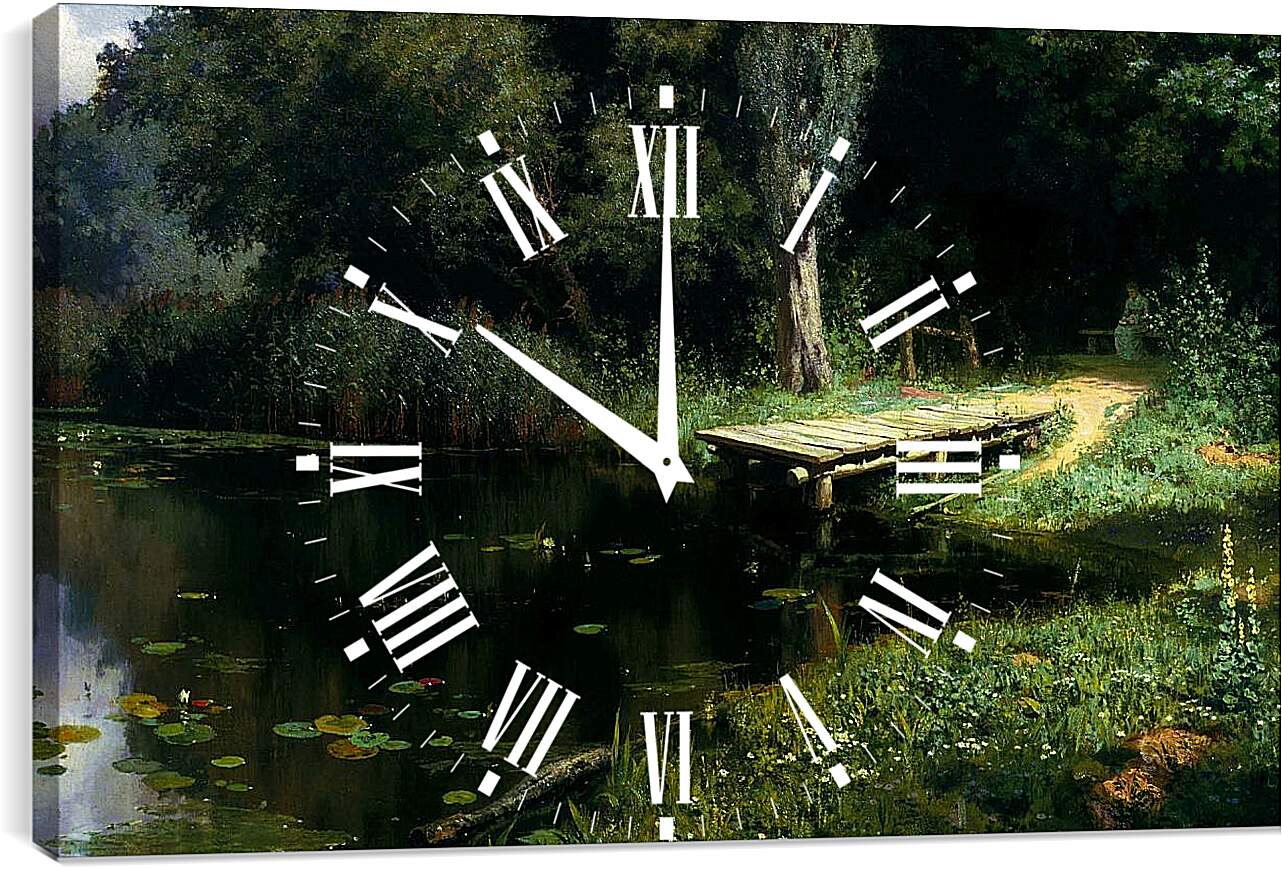 Часы картина - Заросший пруд. Поленов Василий