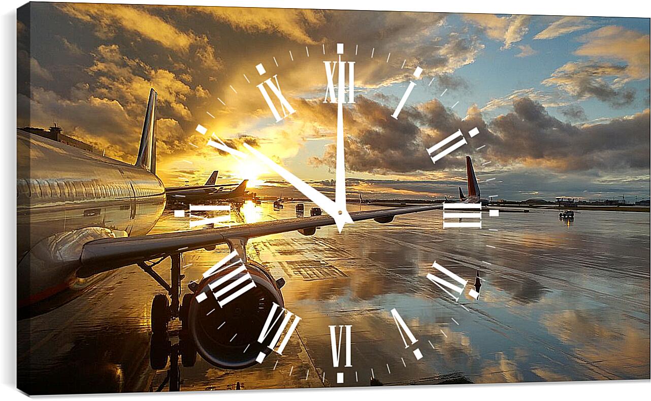 Часы картина - Закат в аэропорту