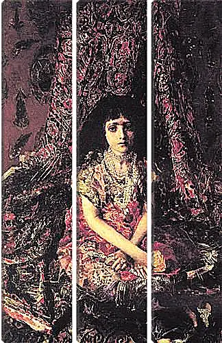 Модульная картина - Portrait of a Girl against a Persian Carpet. Врубель Михаил