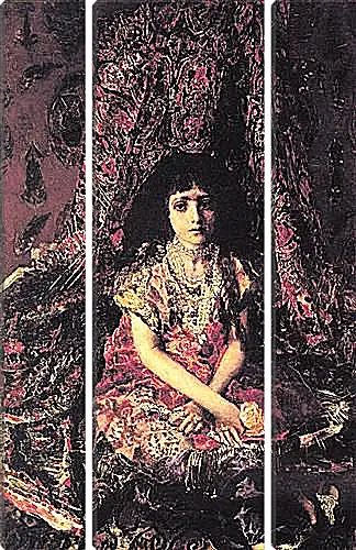 Модульная картина - Portrait of a Girl against a Persian Carpet. Врубель Михаил