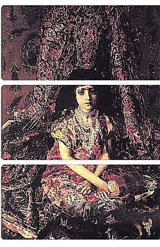 Модульная картина - Portrait of a Girl against a Persian Carpet. Врубель Михаил