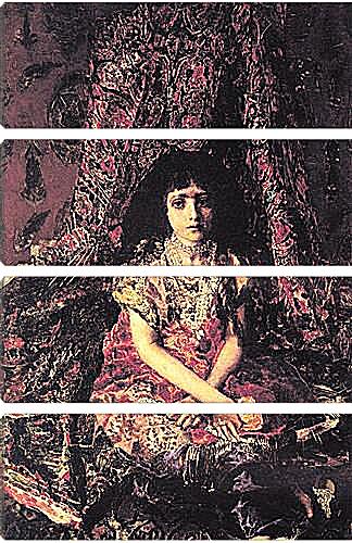 Модульная картина - Portrait of a Girl against a Persian Carpet. Врубель Михаил