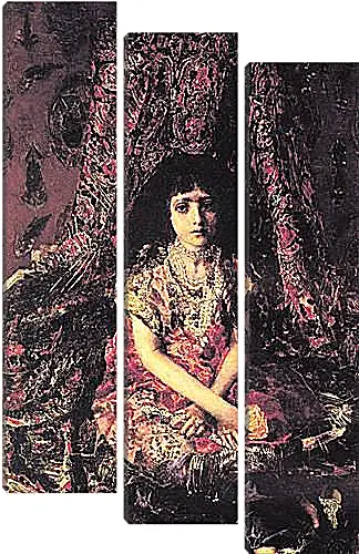 Модульная картина - Portrait of a Girl against a Persian Carpet. Врубель Михаил