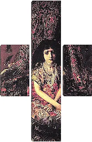 Модульная картина - Portrait of a Girl against a Persian Carpet. Врубель Михаил