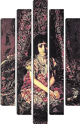 Модульная картина - Portrait of a Girl against a Persian Carpet. Врубель Михаил