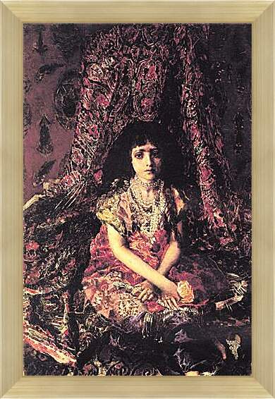 Картина в раме - Portrait of a Girl against a Persian Carpet. Врубель Михаил