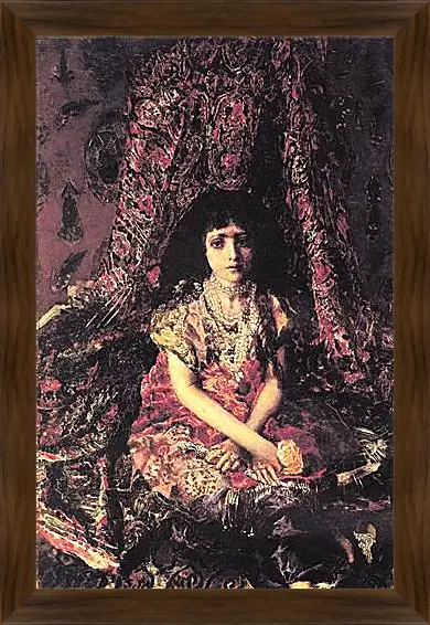 Картина в раме - Portrait of a Girl against a Persian Carpet. Врубель Михаил