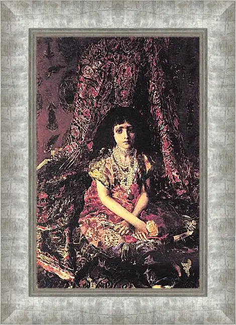 Картина в раме - Portrait of a Girl against a Persian Carpet. Врубель Михаил