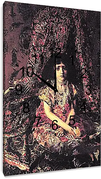 Часы картина - Portrait of a Girl against a Persian Carpet. Врубель Михаил