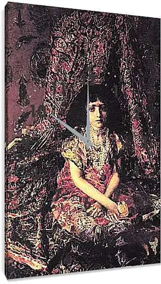 Часы картина - Portrait of a Girl against a Persian Carpet. Врубель Михаил