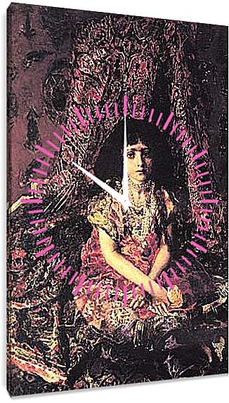 Часы картина - Portrait of a Girl against a Persian Carpet. Врубель Михаил