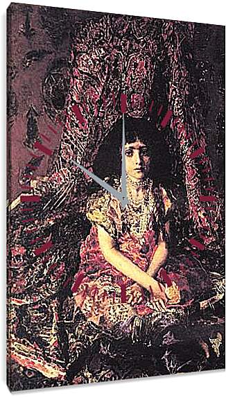 Часы картина - Portrait of a Girl against a Persian Carpet. Врубель Михаил