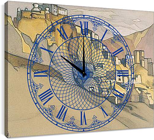 Часы картина - Монастырь Ламаюру. Рерих Николай