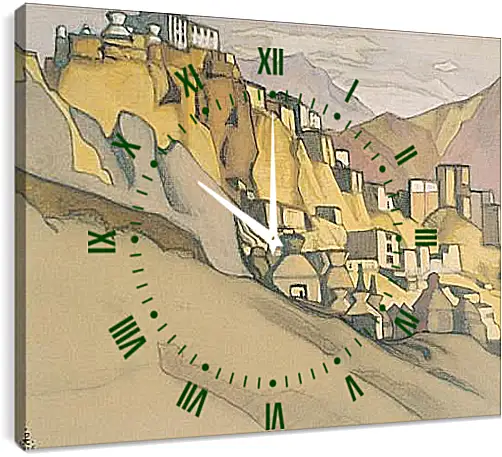 Часы картина - Монастырь Ламаюру. Рерих Николай