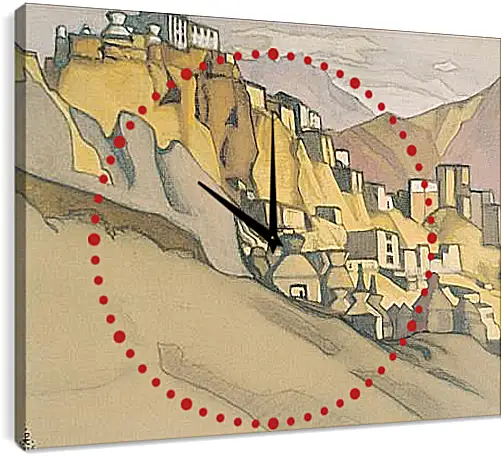 Часы картина - Монастырь Ламаюру. Рерих Николай