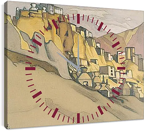 Часы картина - Монастырь Ламаюру. Рерих Николай