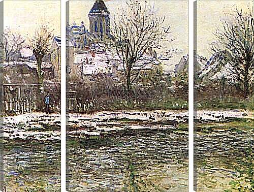 Модульная картина - Church of Vetheuil in the Snow. Клод Моне