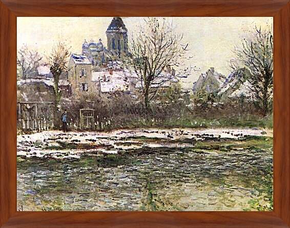 Картина в раме - Church of Vetheuil in the Snow. Клод Моне