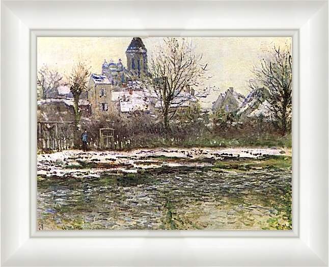 Картина в раме - Church of Vetheuil in the Snow. Клод Моне