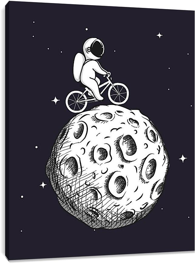 Постер и плакат - Космонавт на велосипеде на Луне