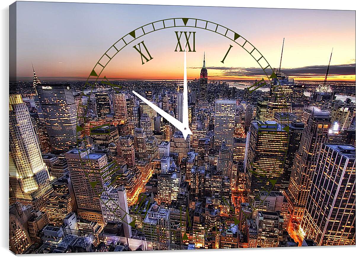 Часы картина - Вечерний Нью-Йорк