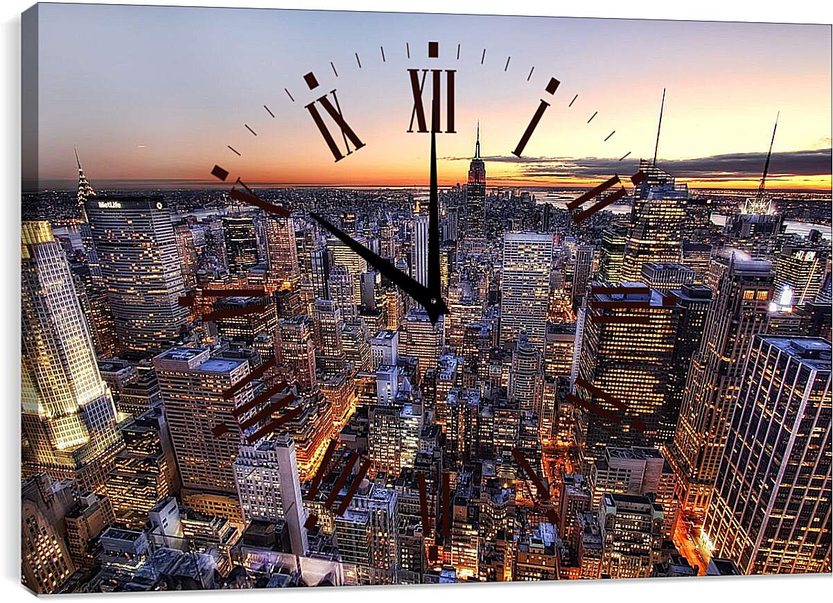 Часы картина - Вечерний Нью-Йорк