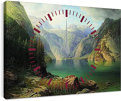 Часы картина - Горное озеро. Мещерский Арсений