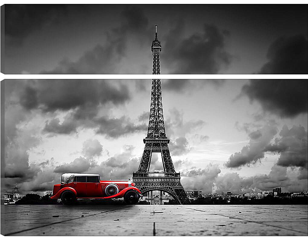 Модульная картина - Красный автомобиль