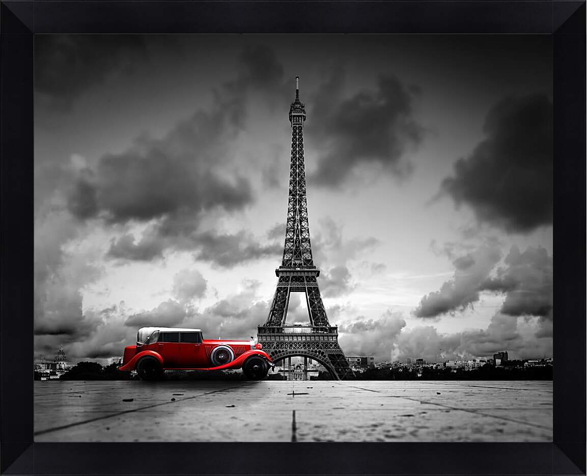 Картина в раме - Красный автомобиль