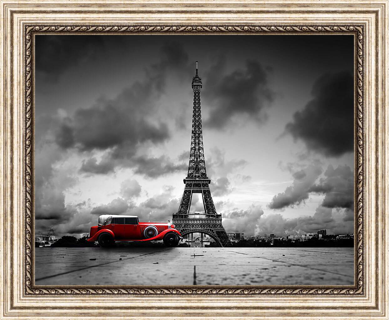 Картина в раме - Красный автомобиль
