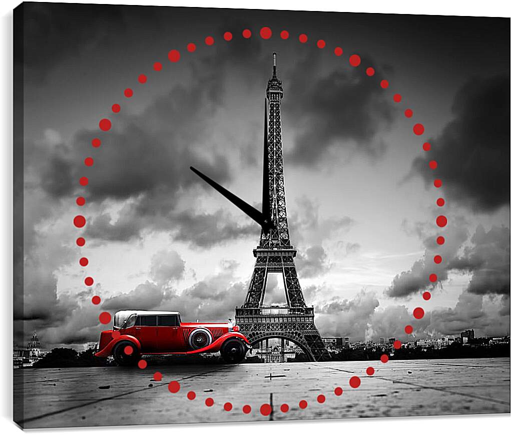 Часы картина - Красный автомобиль
