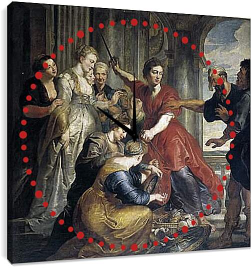 Часы картина - Ахиллес среди дочерей Ликомеда. Питер Пауль Рубенс