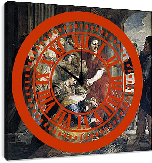 Часы картина - Ахиллес среди дочерей Ликомеда. Питер Пауль Рубенс