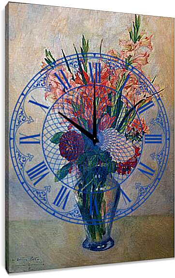 Часы картина - Gladioli. Пьер Огюст Ренуар