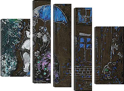Модульная картина - Couple sous la pluie. Марк Шагал