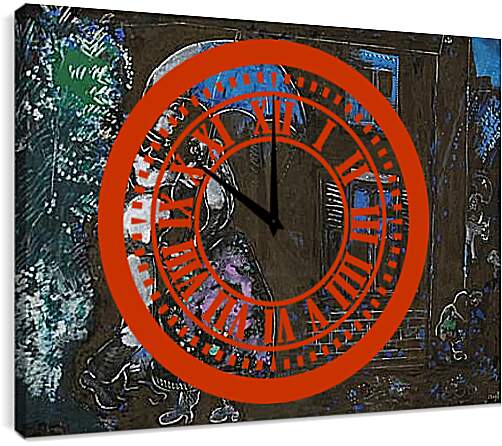 Часы картина - Couple sous la pluie. Марк Шагал