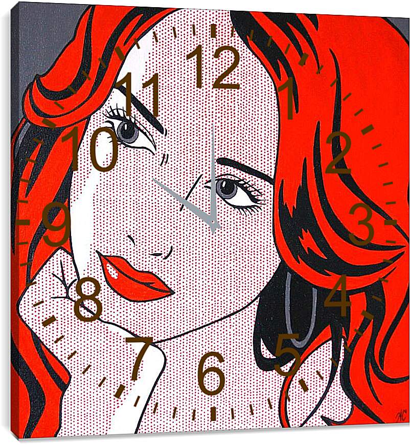 Часы картина - Рыжая девушка