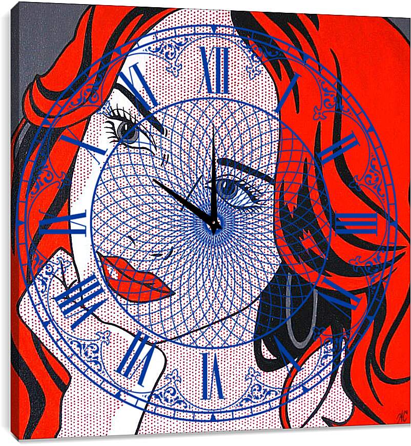 Часы картина - Рыжая девушка
