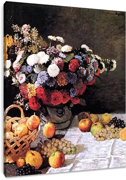 Постер и плакат - Still-Life with Flowers and Fruits. Клод Моне