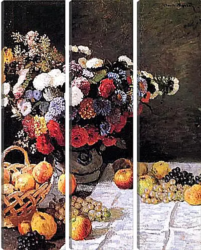 Модульная картина - Still-Life with Flowers and Fruits. Клод Моне