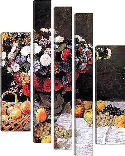 Модульная картина - Still-Life with Flowers and Fruits. Клод Моне