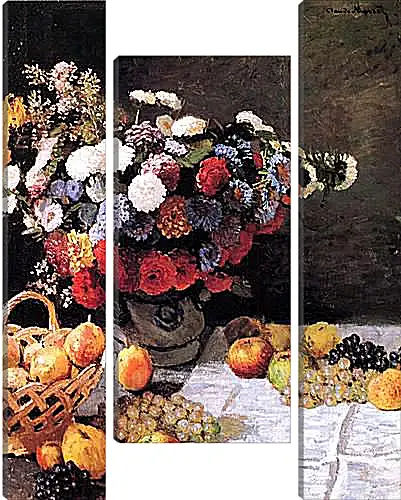 Модульная картина - Still-Life with Flowers and Fruits. Клод Моне