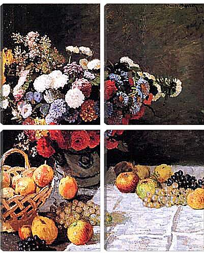 Модульная картина - Still-Life with Flowers and Fruits. Клод Моне