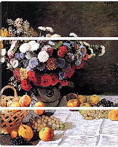 Модульная картина - Still-Life with Flowers and Fruits. Клод Моне