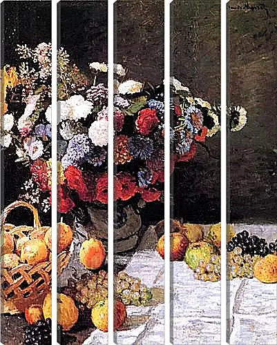 Модульная картина - Still-Life with Flowers and Fruits. Клод Моне