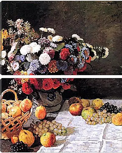 Модульная картина - Still-Life with Flowers and Fruits. Клод Моне