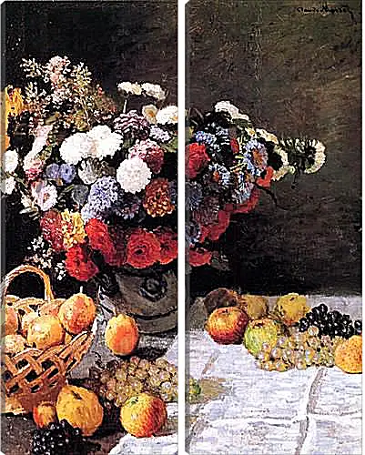 Модульная картина - Still-Life with Flowers and Fruits. Клод Моне