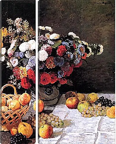 Модульная картина - Still-Life with Flowers and Fruits. Клод Моне