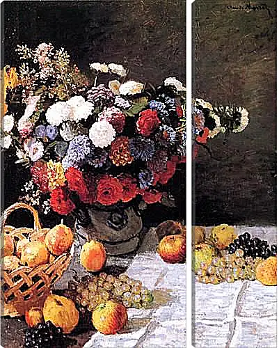 Модульная картина - Still-Life with Flowers and Fruits. Клод Моне