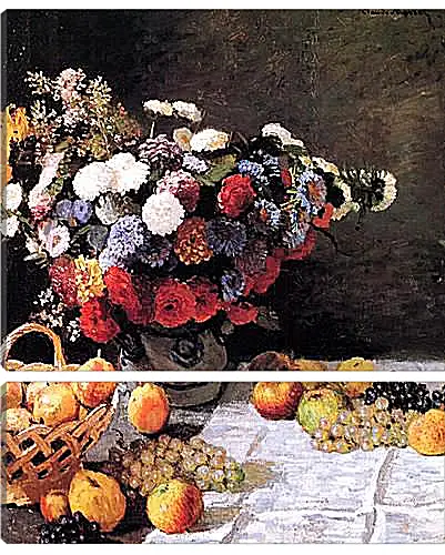 Модульная картина - Still-Life with Flowers and Fruits. Клод Моне